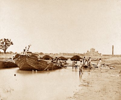 Bridge of Boats over the Gomptee, Lucknow by Felice Beato